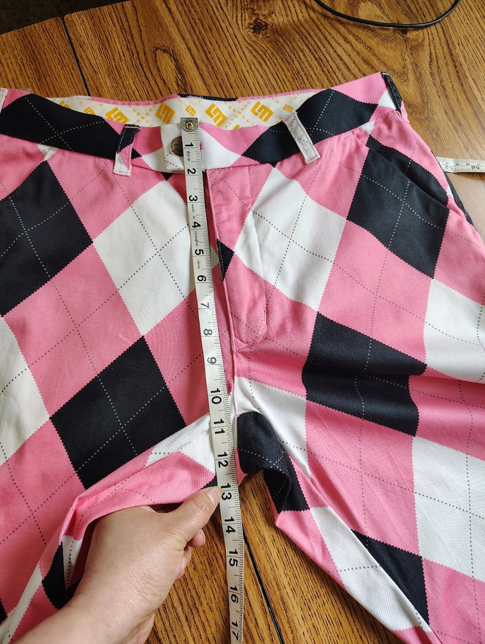 Loudmouth Golf Pants Men's Pink Black Argyle size 32/30. - Picture 7 of 14
